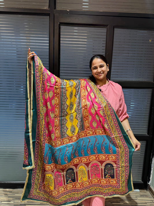 Banarsi / Kalamkari Inspired Printed Silk Dupatta