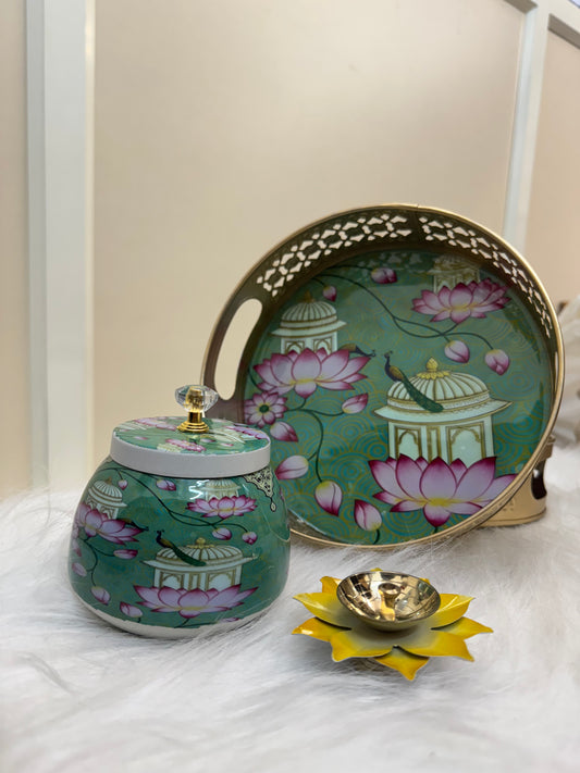 Tray, Jar & Diya Set