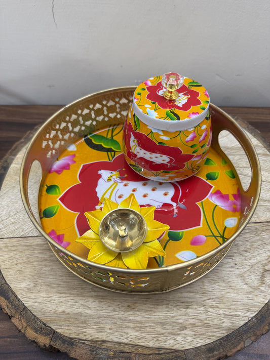 Tray, Jar & Diya Set