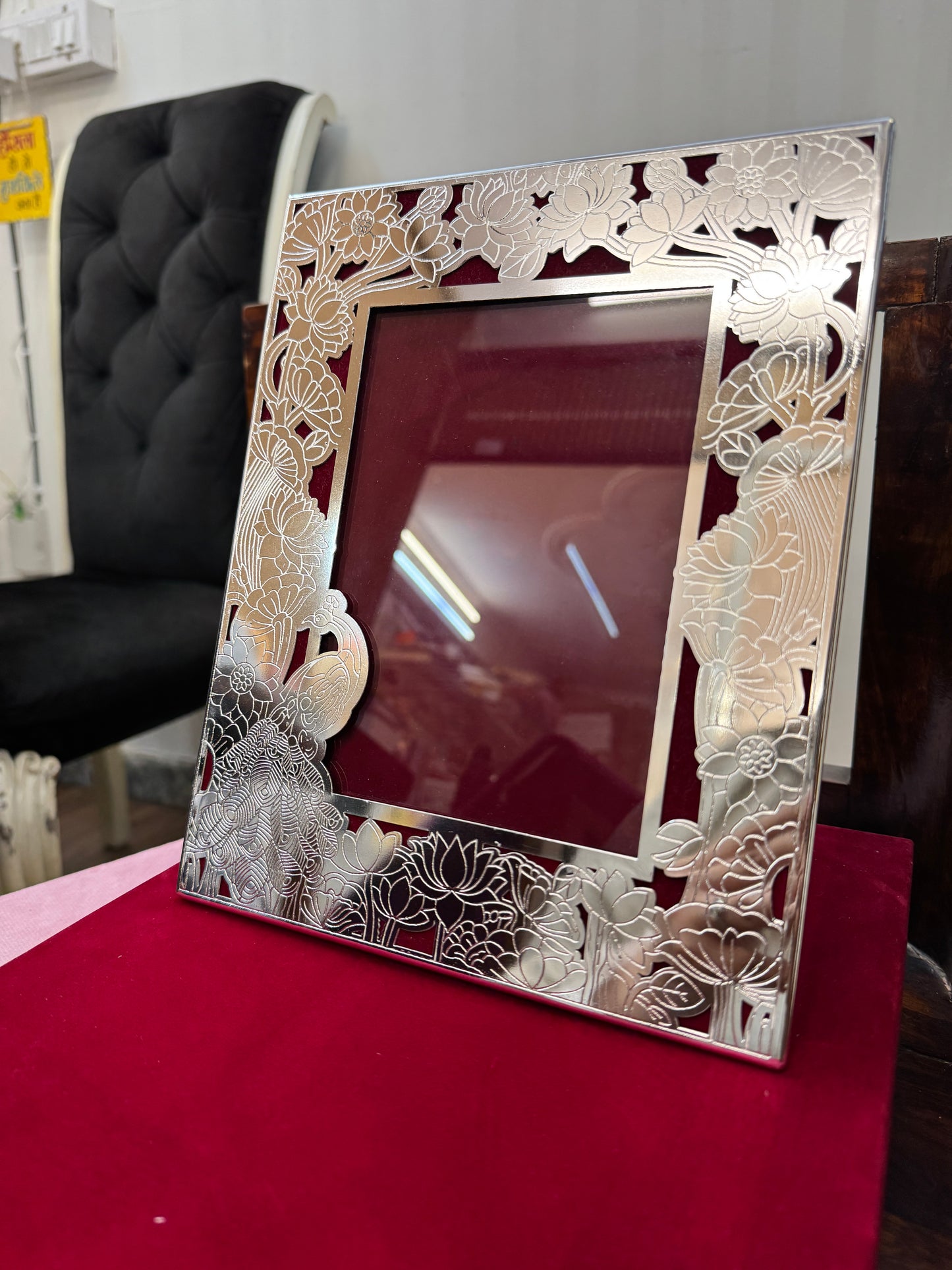 German Silver Frame Pecock Box Gift Set