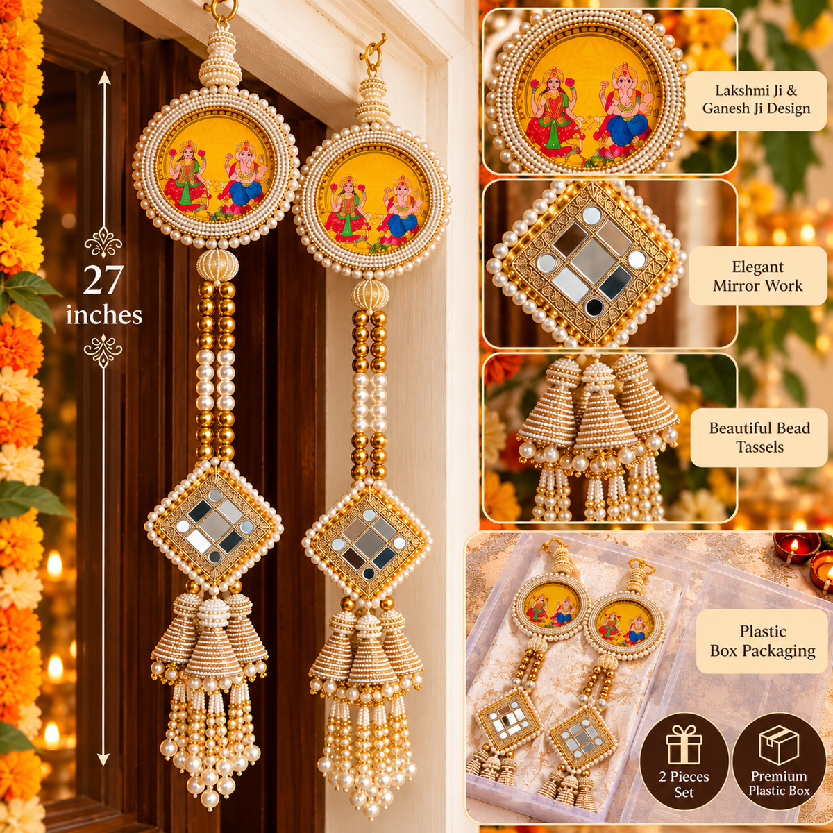 Laxmi Ji Ganesh Ji Set of 2 Door Toran / Hanging