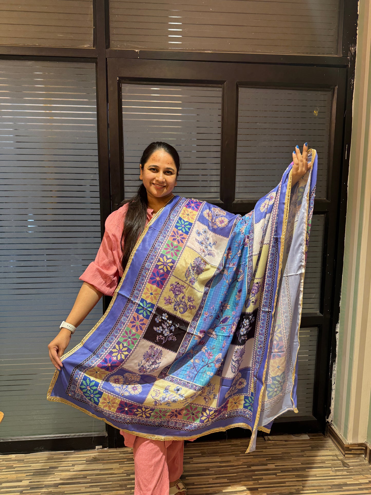 Banarsi / Kalamkari Inspired Printed Silk Dupatta