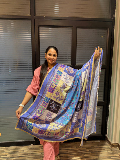 Banarsi / Kalamkari Inspired Printed Silk Dupatta