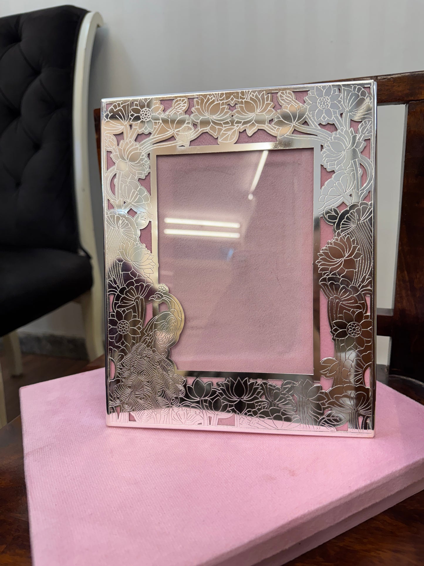 German Silver Frame Pecock Box Gift Set