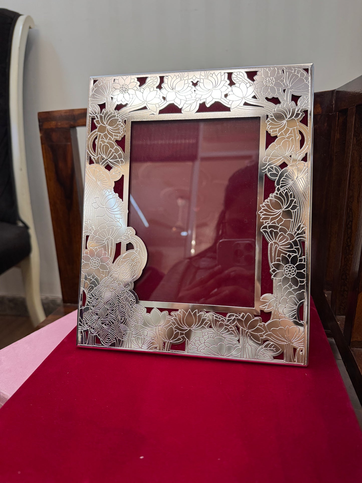 German Silver Frame Pecock Box Gift Set
