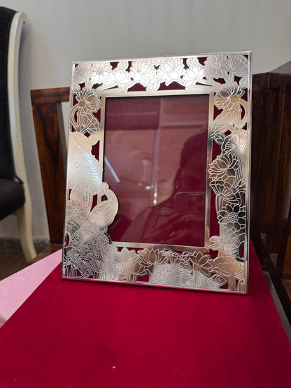 German Silver Frame Pecock Box Gift Set