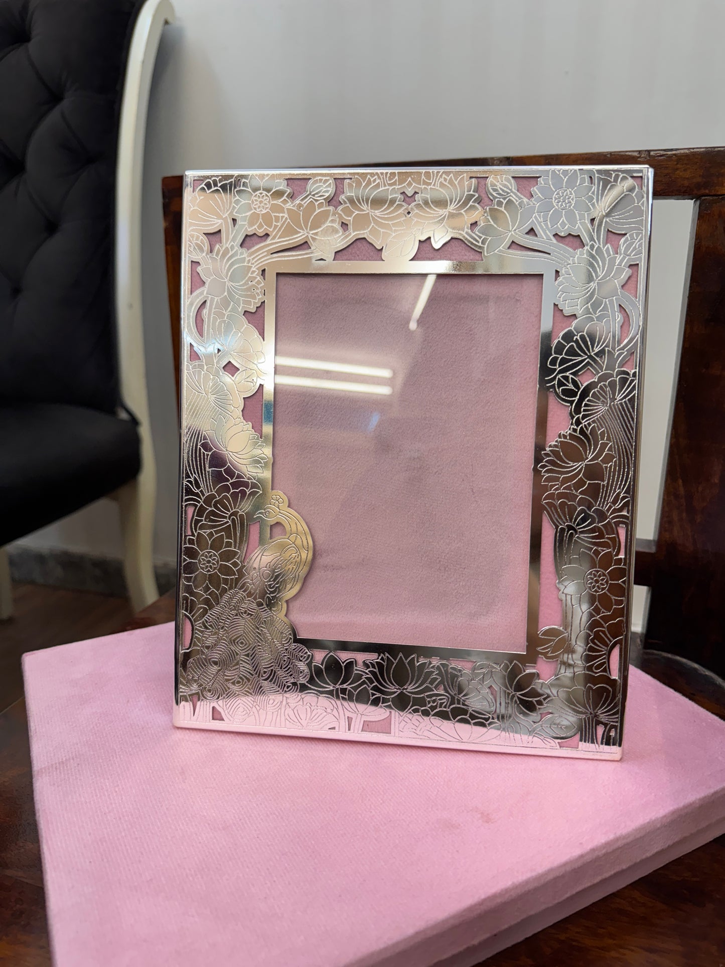 German Silver Frame Pecock Box Gift Set