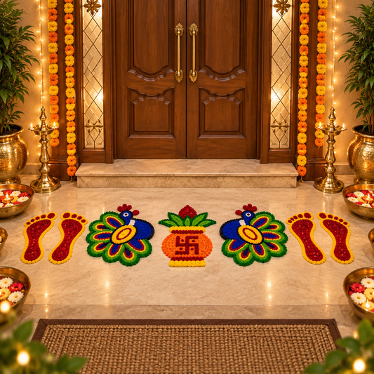 Set of 5 pieces Rangoli Mat for Door Entrance