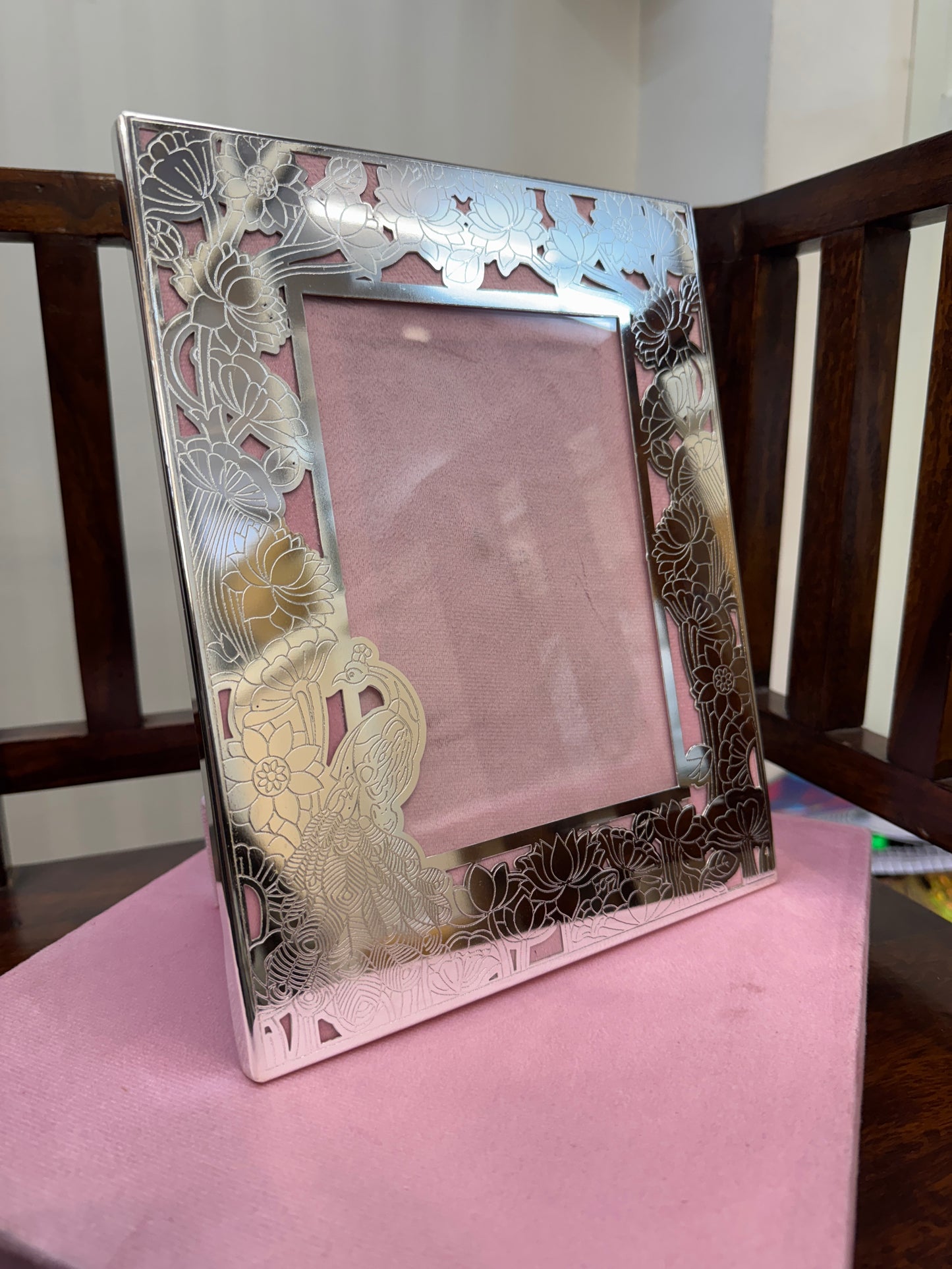 German Silver Frame Pecock Box Gift Set
