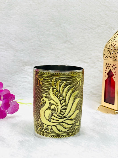 Decorated Meena Steel Glasses