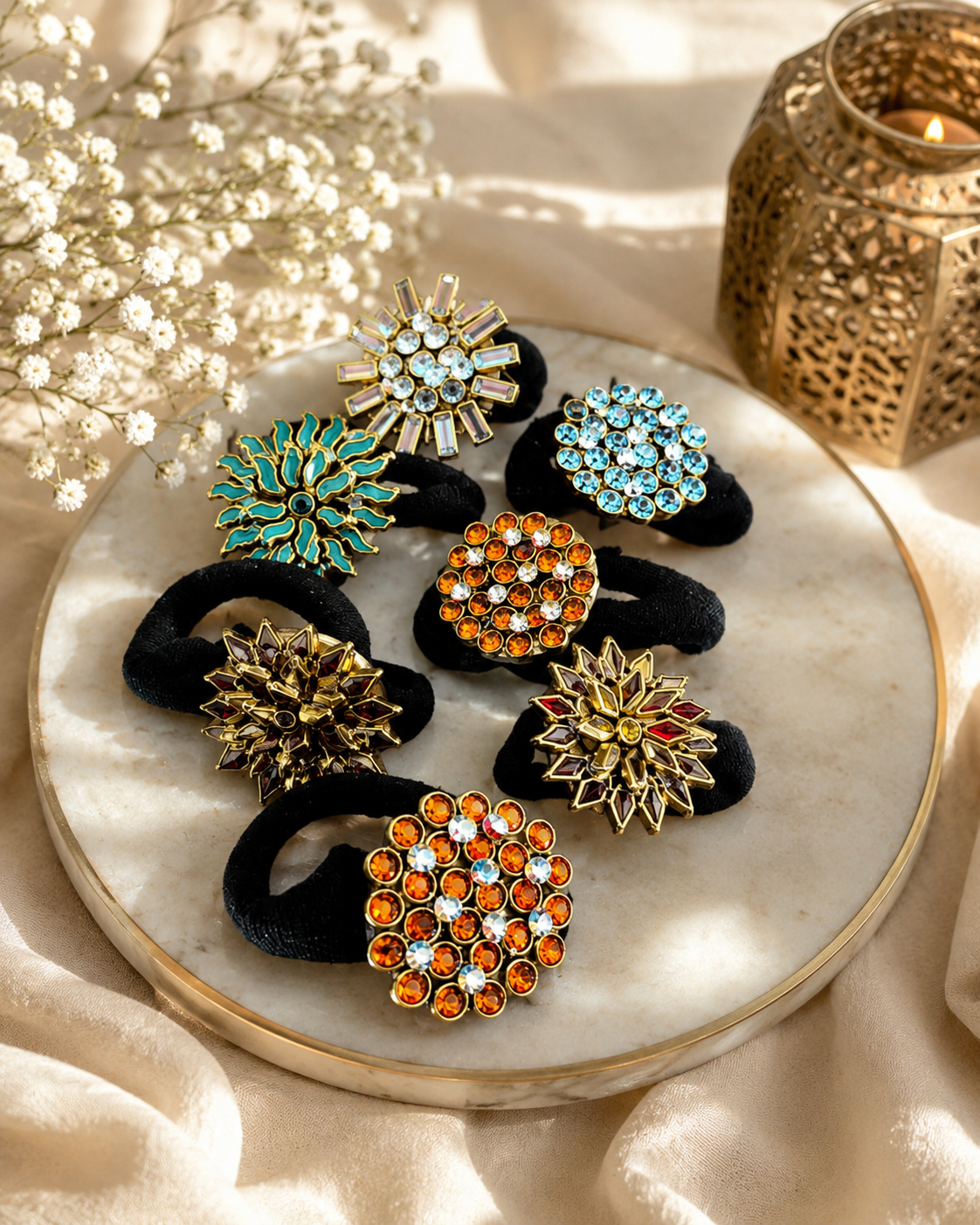 Kundan Beads Hair Rubber Band