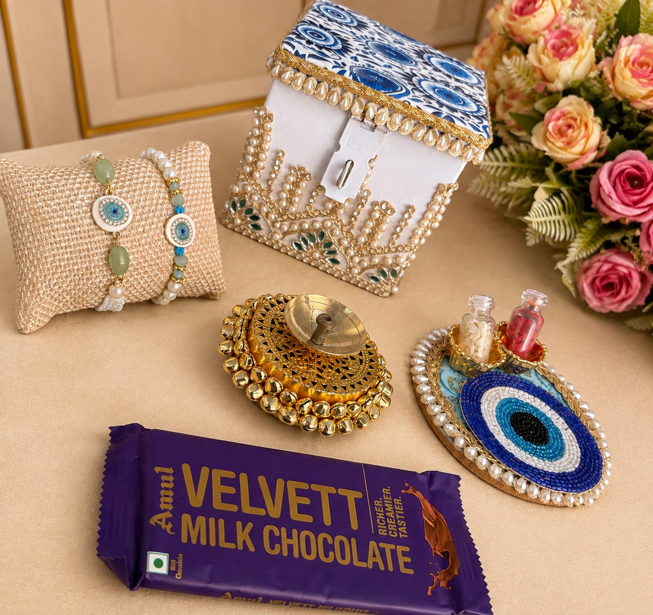 Rakhi / Rakshabandhan Hamper Platter Evil Eye Theme
