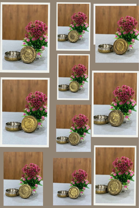 Decorated Stainless Steel Dabba ( Set of 5 )