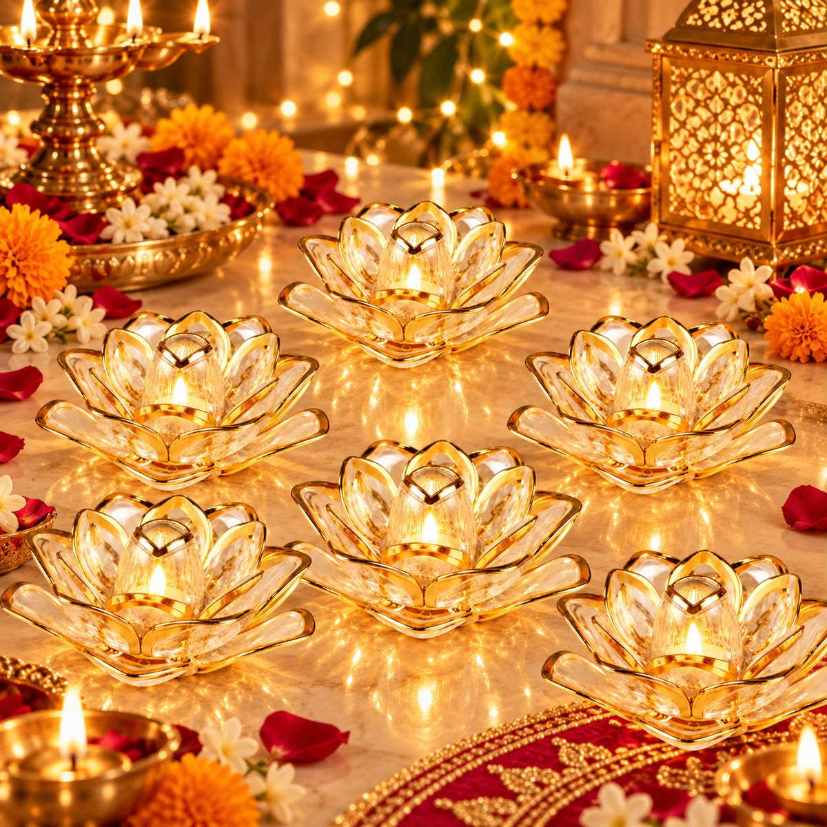 Lotus Crystal LED Candle Box