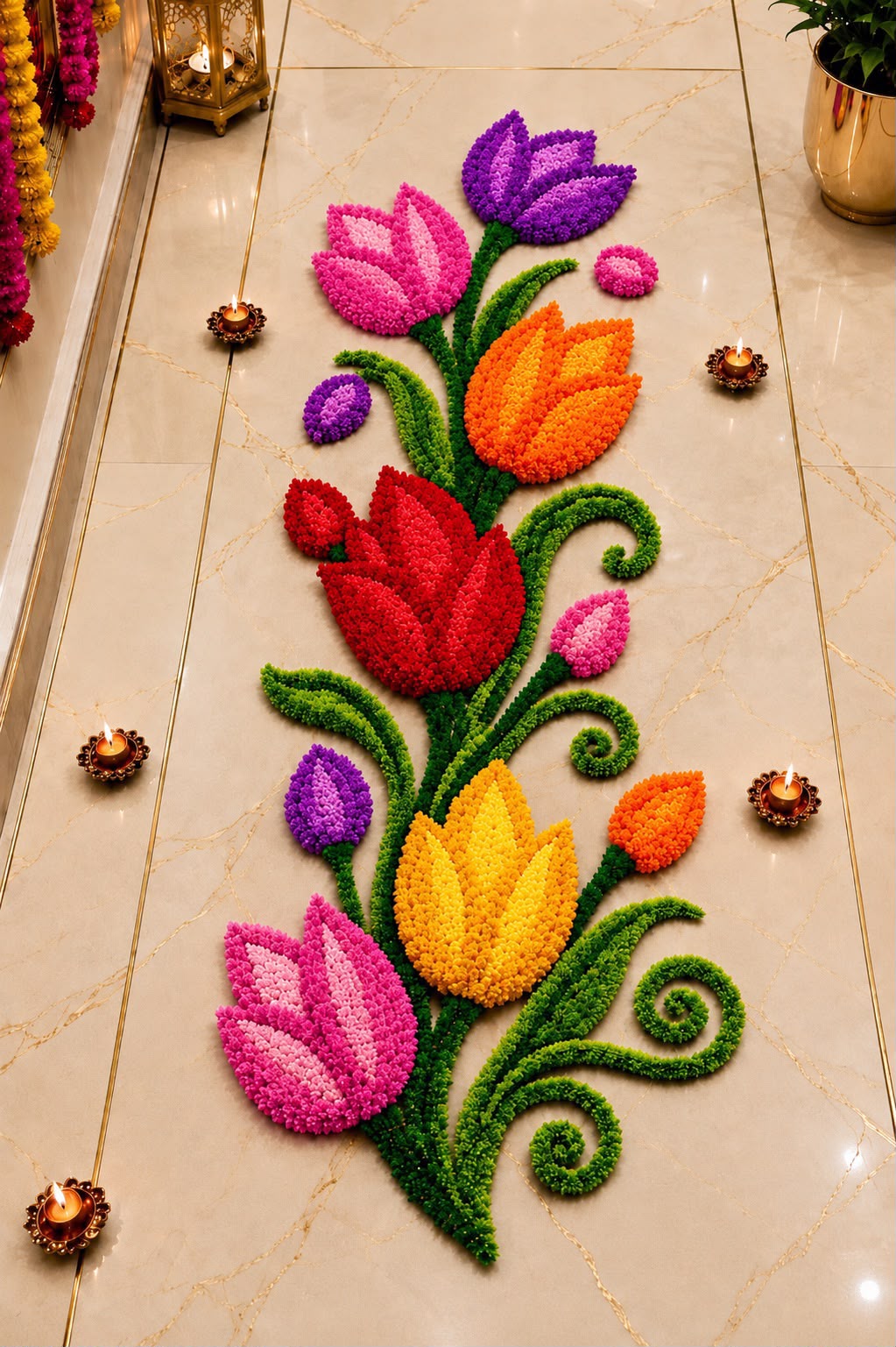 Tulip Trail Rangoli Mat