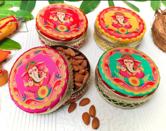 Decorated Stainless Steel Dabba ( Set of 5 )