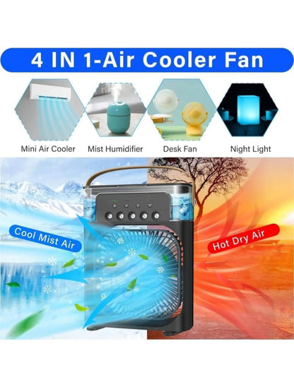 Mini Air Cooler with LED Light, Portable AC Fan Cooler, 3 Wind Speeds, 3 Spray Modes & Timer, Personal Cooling Mist Fan for Kitchen_Multicolor