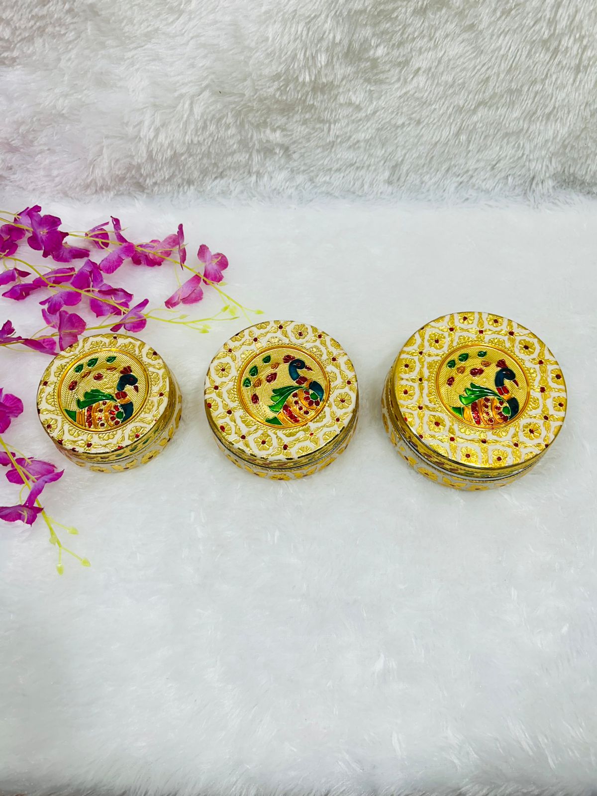 Decorated Stainless Steel Dabba ( Set of 5 )