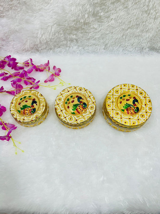 Decorated Stainless Steel Dabba ( Set of 5 )