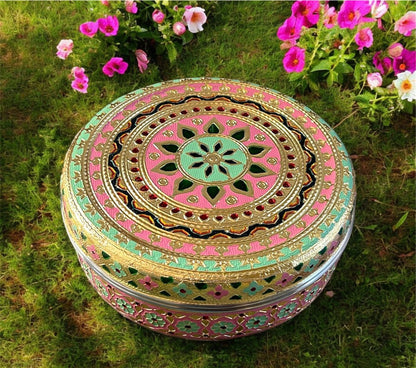 Decorated Stainless Steel Dabba ( Set of 5 )