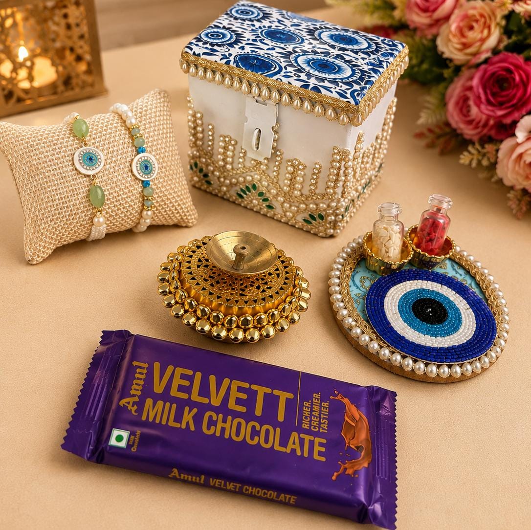 Rakhi / Rakshabandhan Hamper Platter Evil Eye Theme