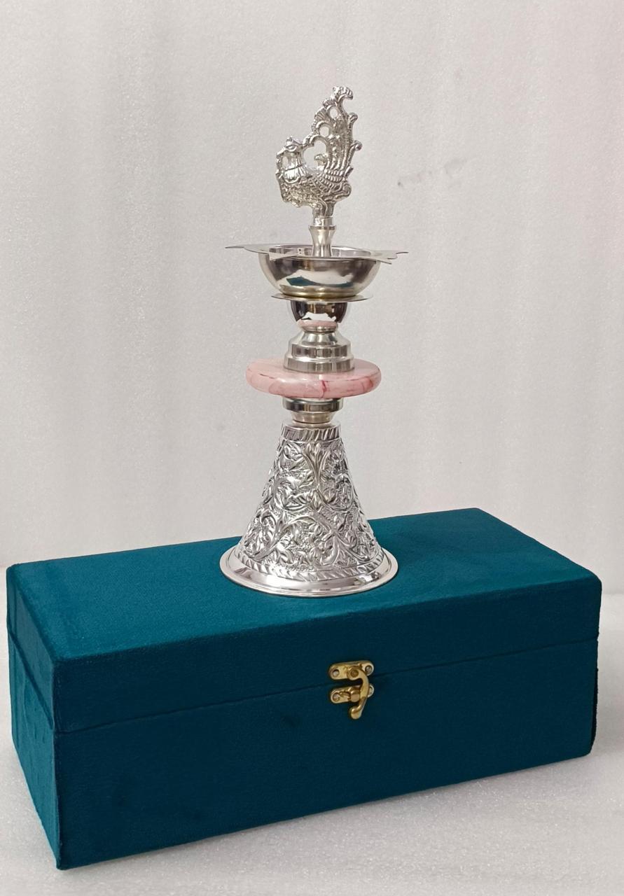 German Silver Peacock Batti Stand