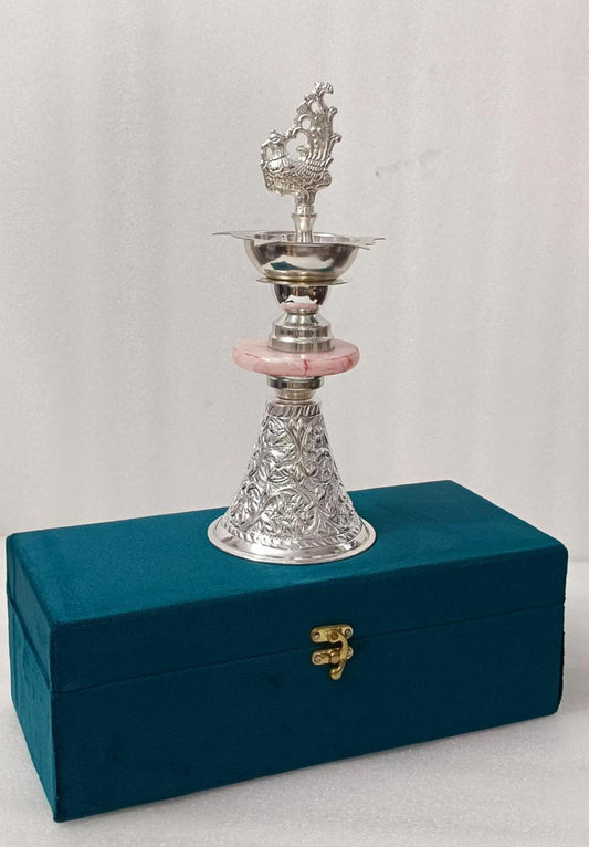 German Silver Peacock Batti Stand