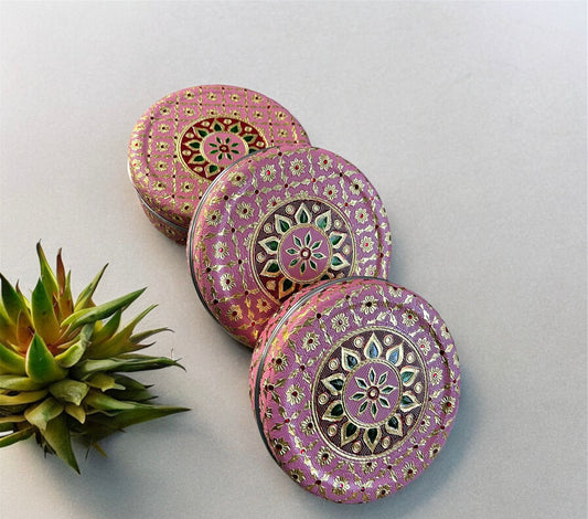Decorated Stainless Steel Dabba ( Set of 5 )