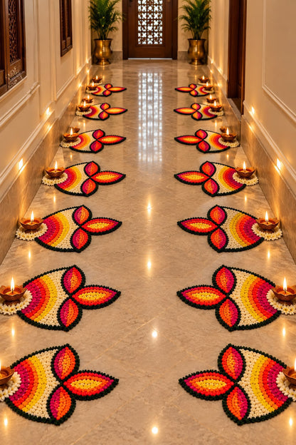 Set of 8 Diya Rangoli Mats