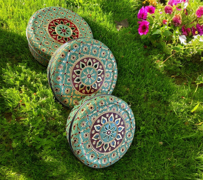Decorated Stainless Steel Dabba ( Set of 5 )